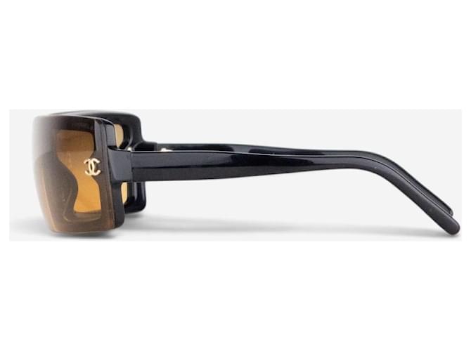 Chanel 2000s 5067 CC Logo Wrap Mask Shield Sonnenbrille Schwarz - Ansicht 3
