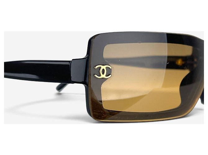 Chanel 2000s 5067 CC Logo Wrap Mask Shield Sonnenbrille Schwarz - Ansicht 9