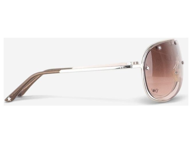 Dior by Galliano 2000s 'Dior Windshield 1' Aviator Wrap Sonnenbrille Silber - Ansicht 4