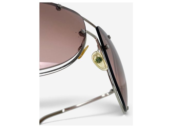 Dior by Galliano 2000s 'Dior Windshield 1' Aviator Wrap Sonnenbrille Silber - Ansicht 9