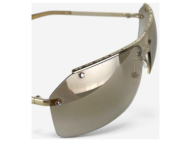Dior by Galliano 2000er 'Hit 1' randlose Sonnenbrille mit Swarovski-Strass Golden - Ansicht 10