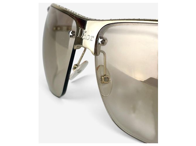 Dior by Galliano 2000er 'Hit 1' randlose Sonnenbrille mit Swarovski-Strass Golden - Ansicht 7