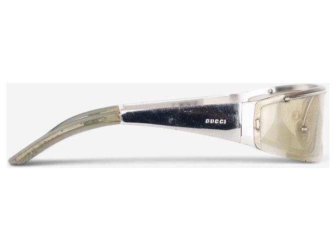 Gucci by Tom Ford 2000er 'GG 1726' Wrap Mask Shield Sonnenbrille Silber - Ansicht 4