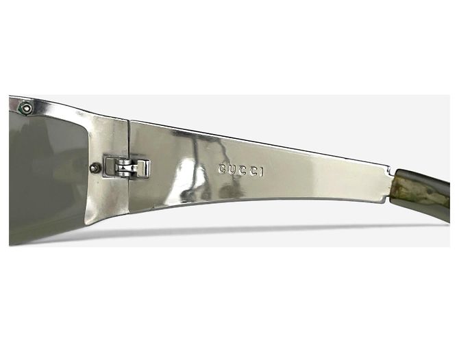Gucci by Tom Ford 2000er 'GG 1726' Wrap Mask Shield Sonnenbrille Silber - Ansicht 7