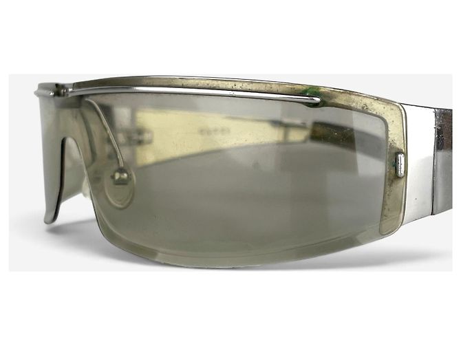 Gucci by Tom Ford 2000er 'GG 1726' Wrap Mask Shield Sonnenbrille Silber - Ansicht 8