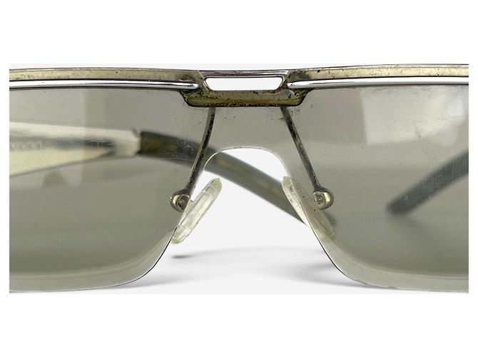 Gucci by Tom Ford 2000er 'GG 1726' Wrap Mask Shield Sonnenbrille Silber - Ansicht 9