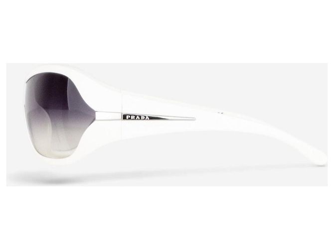 Prada 2000s 'SPR12G' Sport Mask Shield Sonnenbrille Weiß - Ansicht 3