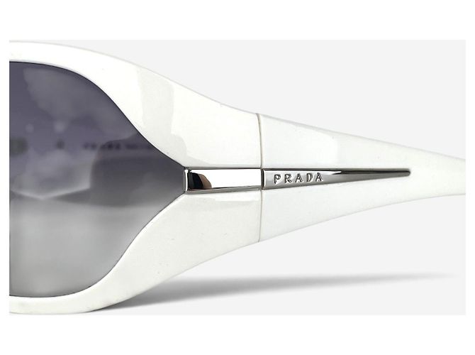 Prada 2000s 'SPR12G' Sport Mask Shield Sonnenbrille Weiß - Ansicht 8