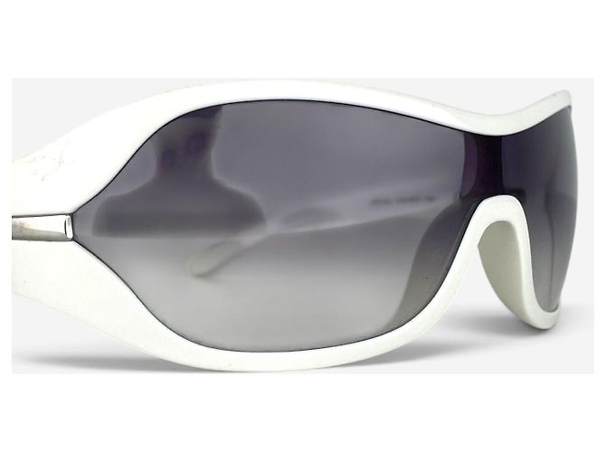 Prada 2000s 'SPR12G' Sport Mask Shield Sonnenbrille Weiß - Ansicht 9