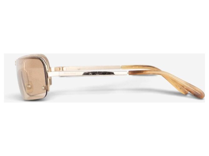 Miu Miu 2000s Rimless Shield Mask Wrap Sonnenbrille Golden - Ansicht 3