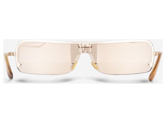 Miu Miu 2000s Rimless Shield Mask Wrap Sonnenbrille Golden - Ansicht 5