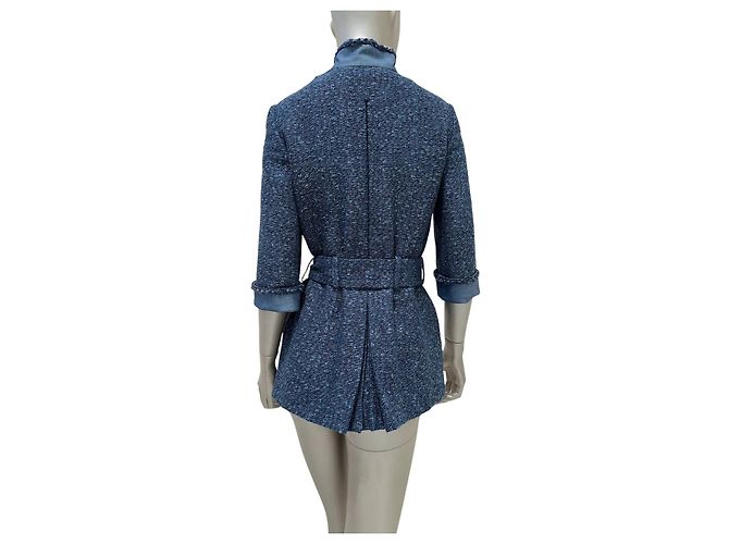 Timeless Chanel Spring 2012 Blue Tweed & Denim Belted Jacket FR 38 Pre-owned - view 2