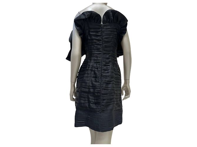 Magda Butrym schwarzes Mini-Kleid mit Rüschen und One-Shoulder Sz.38 gebraucht - Ansicht 2