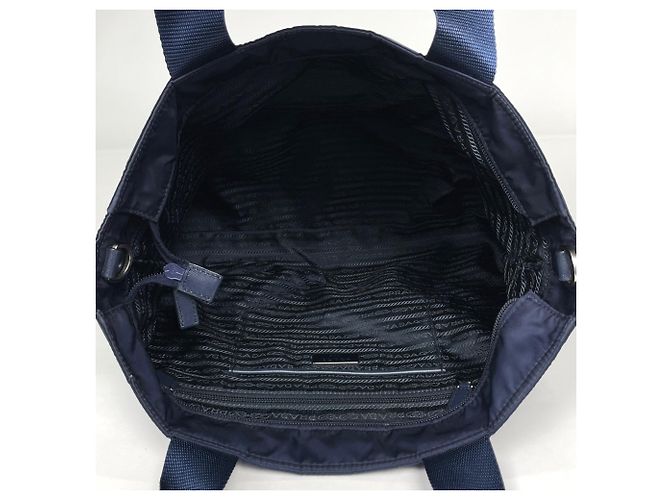 Borsa Tote Prada in nylon blu navy - vista 8