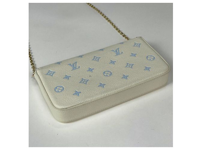 Louis Vuitton Pochette Felicie Chain Wallet Bianco Blu - vista 2