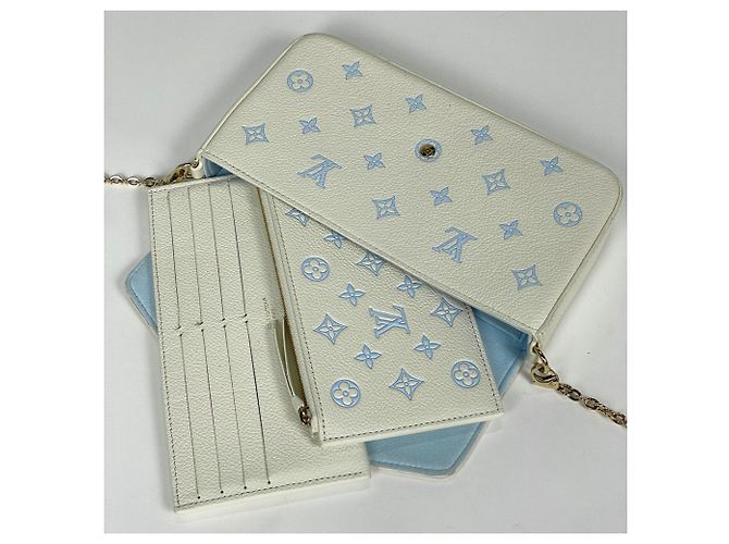 Louis Vuitton Pochette Felicie Chain Wallet Bianco Blu - vista 6
