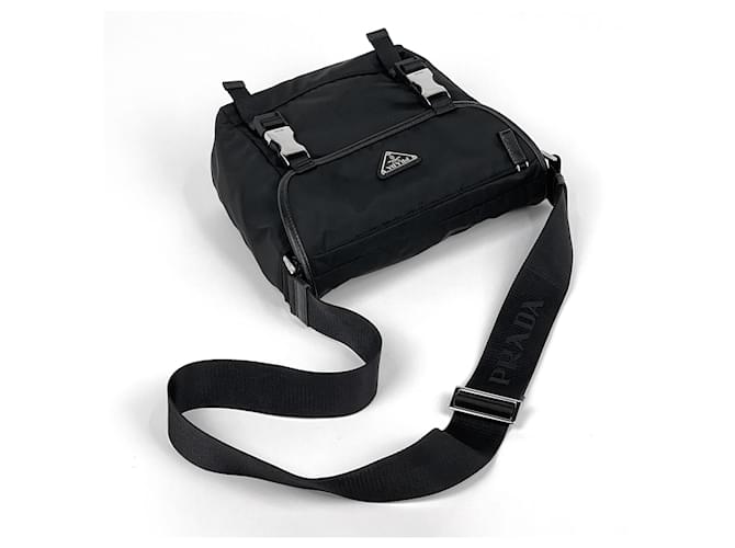 Borsa a tracolla Prada in nylon e pelle Nero - vista 4