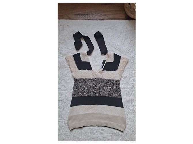 Jersey corto a rayas Brunello Cucinelli Negro Multicolor Beige - vista 2