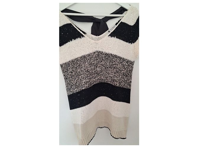 Jersey corto a rayas Brunello Cucinelli Negro Multicolor Beige - vista 6