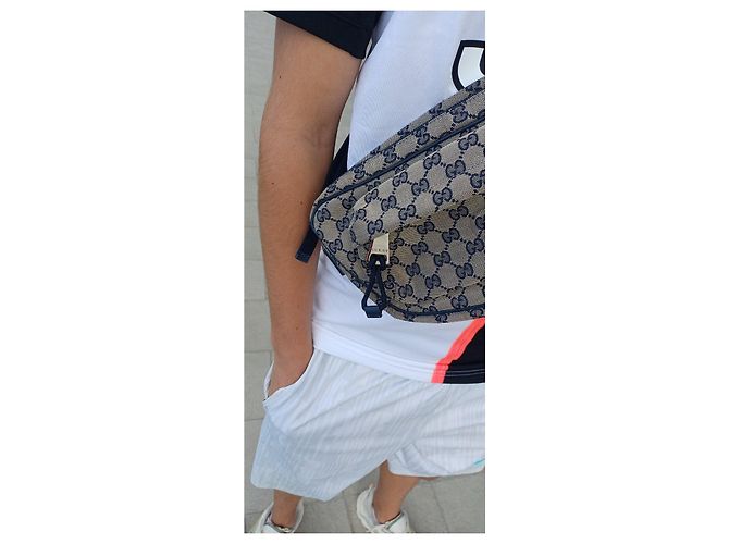 Marsupio Gucci Monogram Beige e Blu Blu scuro - vista 10