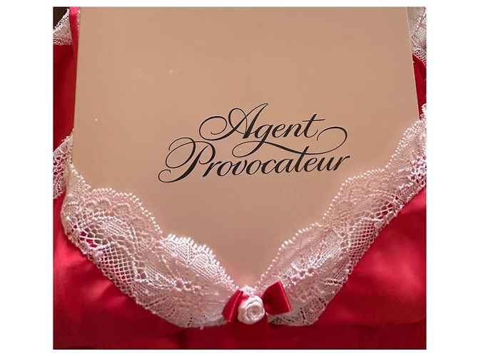 Vestido lencero Agent Provocateur rojo con ribete de encaje, talla Medium Blanco Roja - vista 2