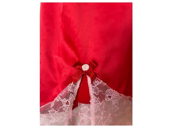 Vestido lencero Agent Provocateur rojo con ribete de encaje, talla Medium Blanco Roja - vista 5
