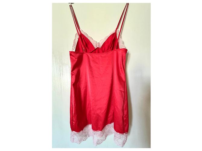 Vestido lencero Agent Provocateur rojo con ribete de encaje, talla Medium Blanco Roja - vista 6
