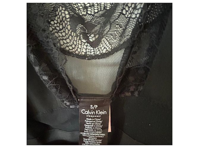Calvin Klein Slip-Kleid mit schwarzer Spitzenborte small - Ansicht 4