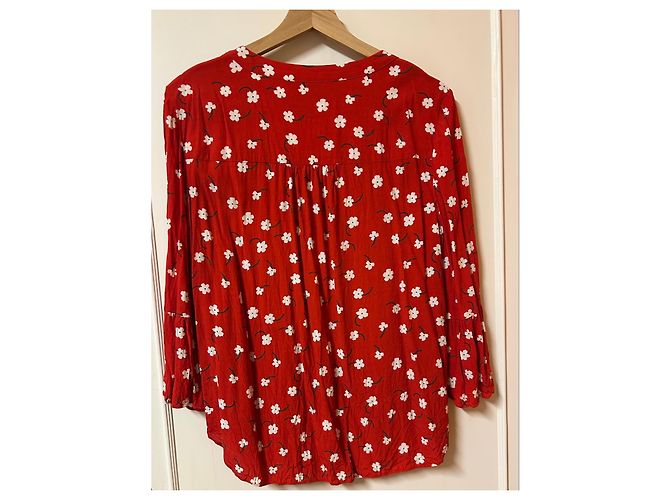 Autre Marque Laura Ashley Viskosebluse mit rotem Blumenprint Weiß - Ansicht 4