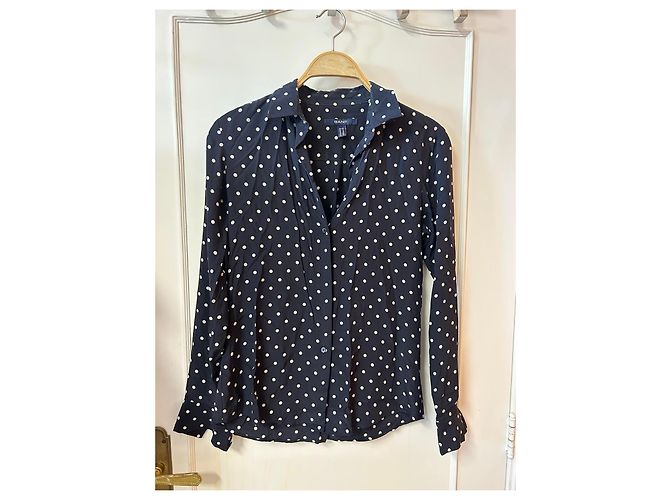 Autre Marque Camicia in seta a pois blu navy GANT Bianco Blu scuro - vista 2