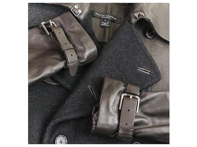 Ralph Lauren Black Label Trench Coat in pelle e Melton - vista 12
