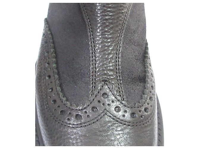 Autre Marque Yohji Yamamoto Leder Brogue Chelsea Boots Schwarz - Ansicht 17