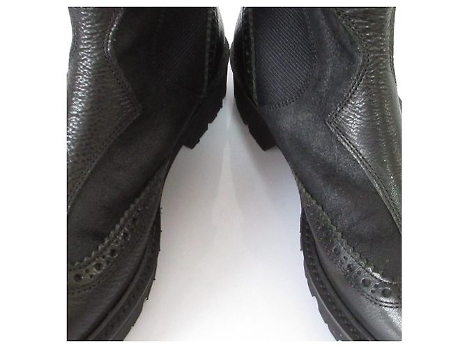 Autre Marque Yohji Yamamoto Leder Brogue Chelsea Boots Schwarz - Ansicht 18