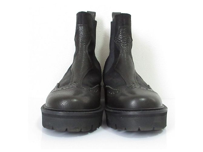 Autre Marque Yohji Yamamoto Leder Brogue Chelsea Boots Schwarz - Ansicht 3