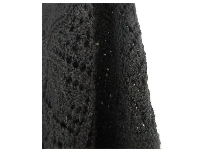 Autre Marque Poncho de punto crochet con flecos COLUMN Negro - vista 3