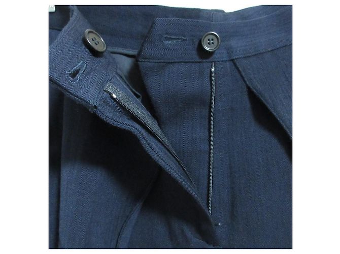 Autre Marque Aspesi Deformed Tuck Tapered Wide Pants Blu Blu navy - vista 4