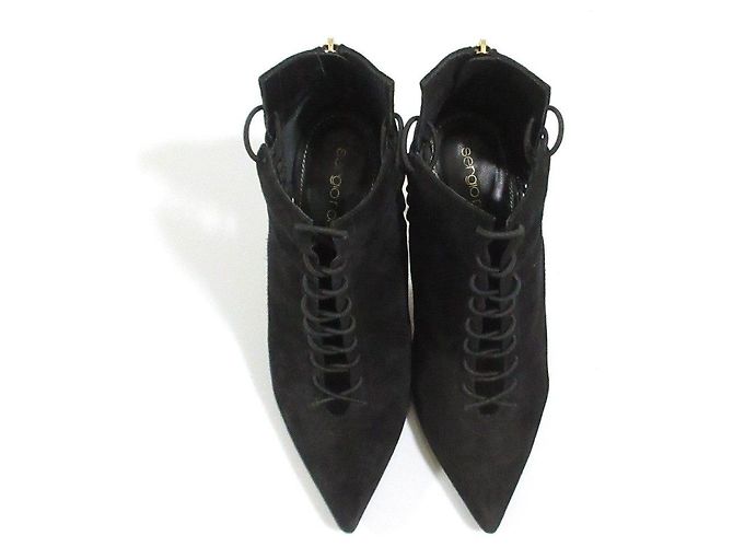 Autre Marque Stivaletti stringati in camoscio Sergio Rossi Nero - vista 5