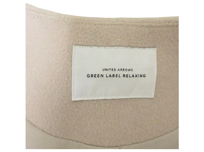 Autre Marque United Arrows Green Label Relaxing Abrigo sin cuello de mezcla de angora Beige - vista 3