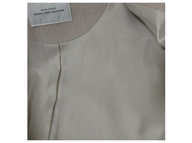Autre Marque United Arrows Green Label Relaxing Abrigo sin cuello de mezcla de angora Beige - vista 8