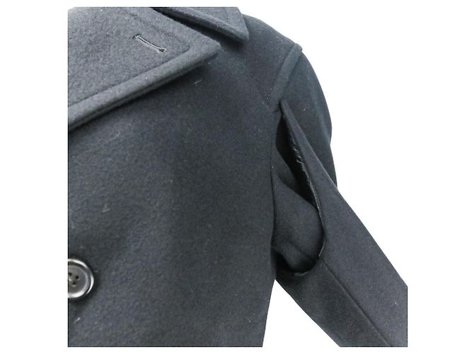 Autre Marque Comme des Garcons Abrigo Pea Coat de lana de doble manga Negro - vista 10
