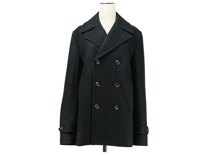 Autre Marque Comme des Garcons Abrigo Pea Coat de lana de doble manga Negro - vista 11
