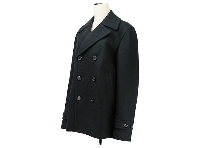 Autre Marque Comme des Garcons Abrigo Pea Coat de lana de doble manga Negro - vista 12