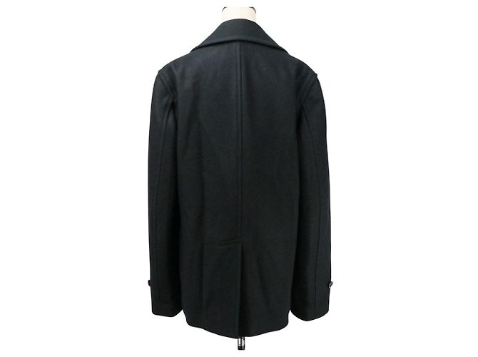 Autre Marque Comme des Garcons Abrigo Pea Coat de lana de doble manga Negro - vista 13