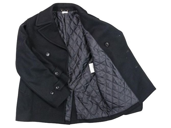 Autre Marque Comme des Garcons Abrigo Pea Coat de lana de doble manga Negro - vista 14