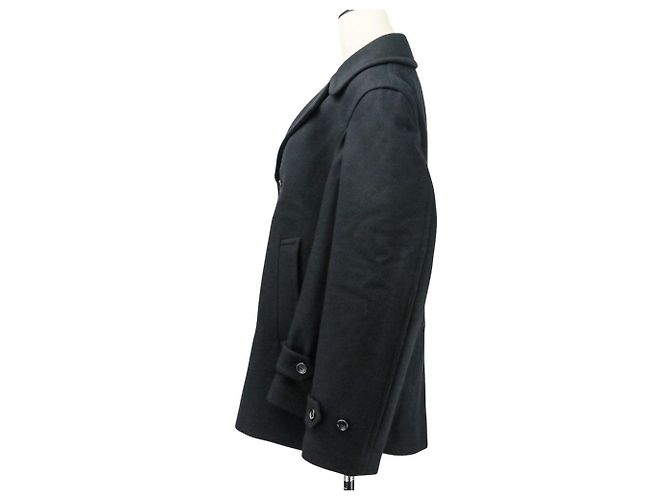 Autre Marque Comme des Garcons Abrigo Pea Coat de lana de doble manga Negro - vista 4