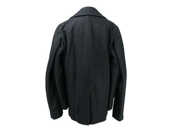 Autre Marque Comme des Garcons Abrigo Pea Coat de lana de doble manga Negro - vista 5