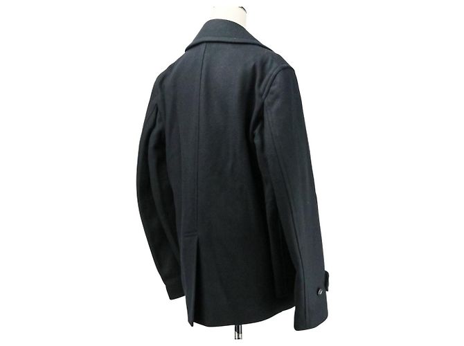 Autre Marque Comme des Garcons Abrigo Pea Coat de lana de doble manga Negro - vista 6