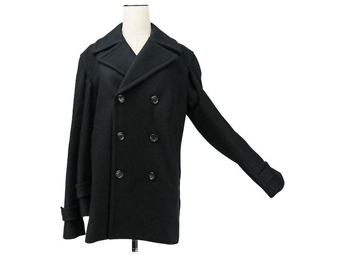 Autre Marque Comme des Garcons Abrigo Pea Coat de lana de doble manga Negro - vista 8