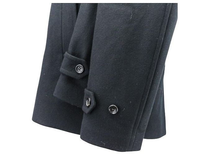 Autre Marque Comme des Garcons Abrigo Pea Coat de lana de doble manga Negro - vista 9