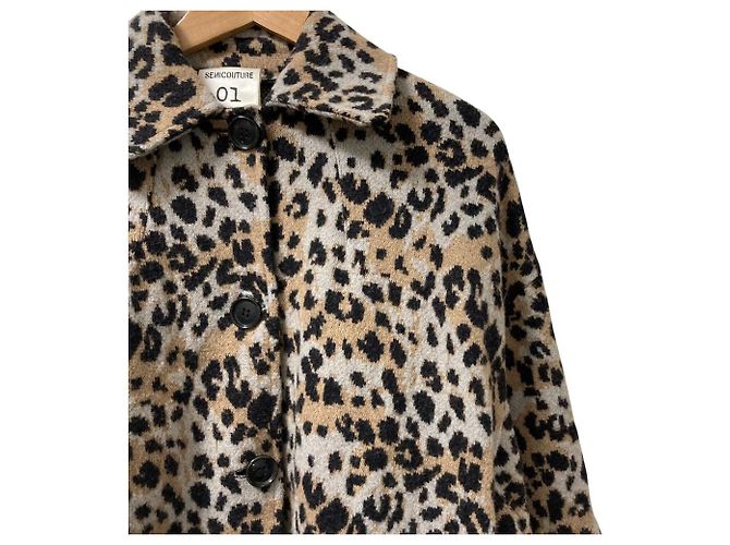 Autre Marque Abrigo Balmacaan de algodón estampado leopardo SEMICOUTURE Castaño - vista 3
